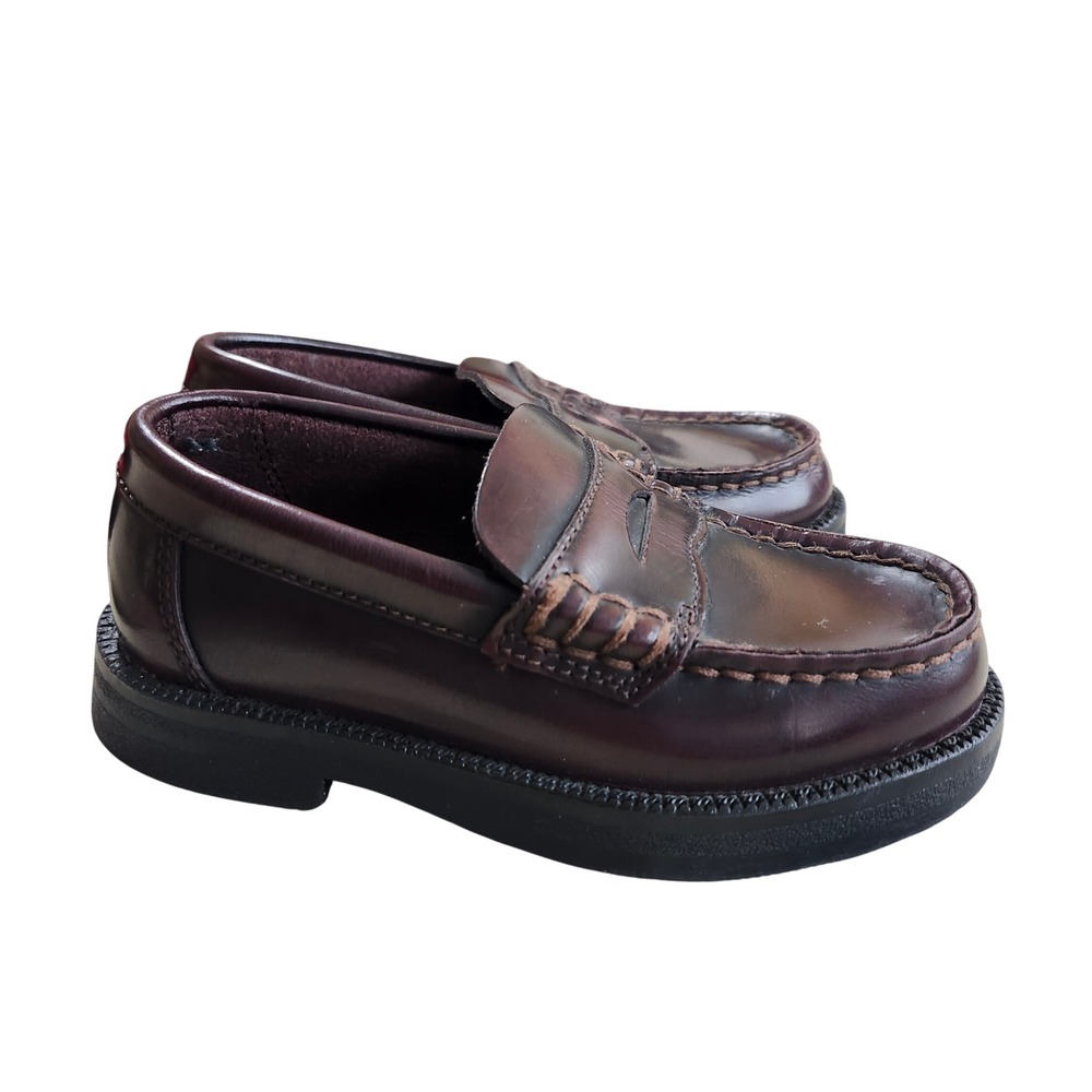 G.H. Bass Penny Loafers Kids Size 9.5M Burgundy Leather Slip On Dress Shoes